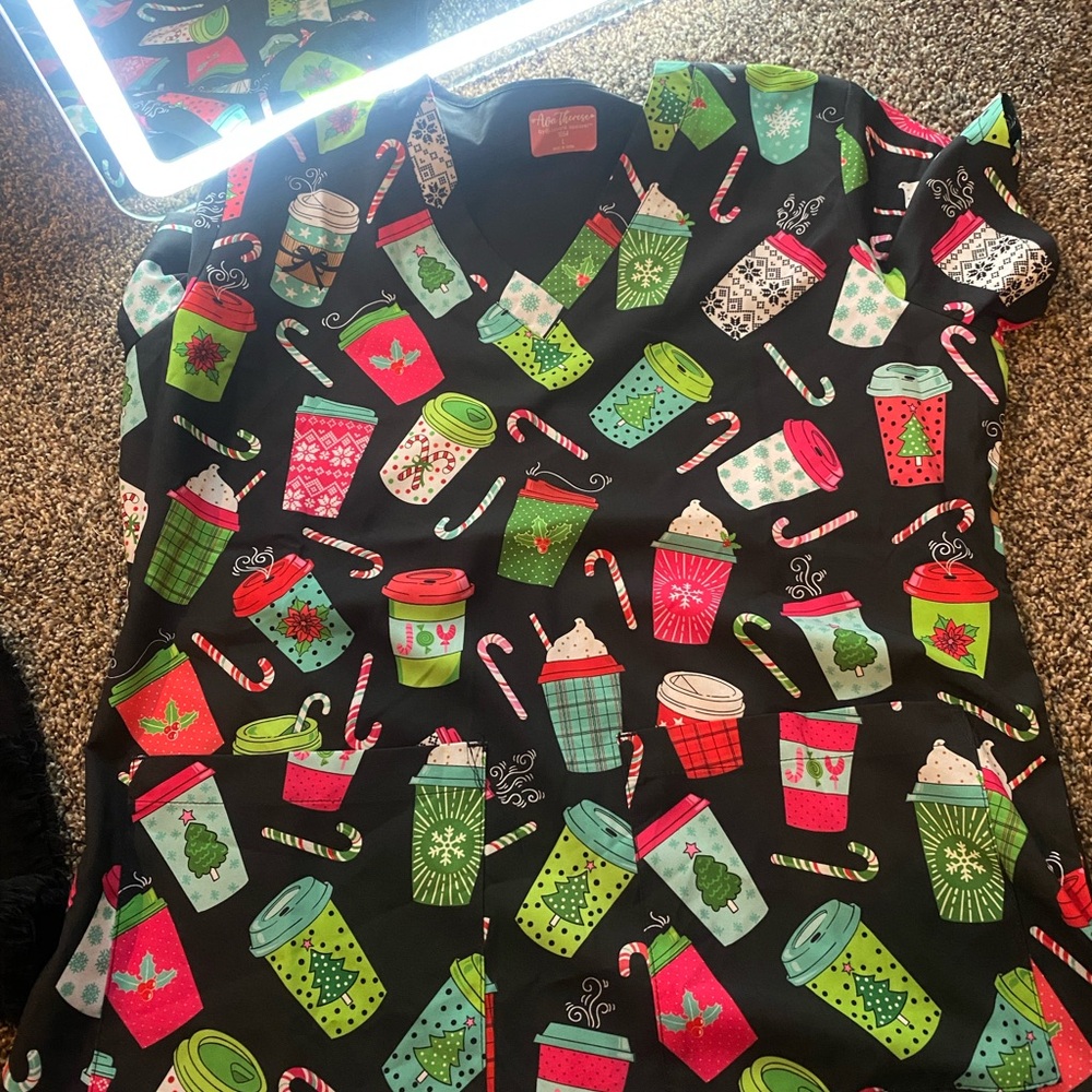 Colorful Coffee Cup Print Women's Top
